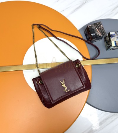 YSL MINI NOLITA SHOULDER BAG QUILTED LAMBSKIN &AMP; GOLD-TONE CHAIN 18×13×6CM